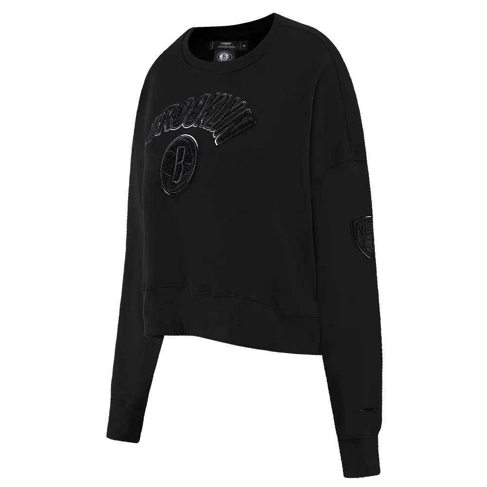 NBA BROOKLYN NETS TRIPLE BLACK WOMEN'S CREWNECK (TRIPLE BLACK) - Image 4