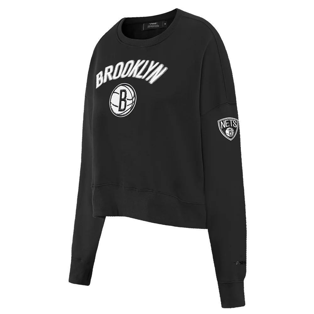 NBA BROOKLYN NETS CLASSIC WOMEN'S CREWNECK (BLACK) - Image 4