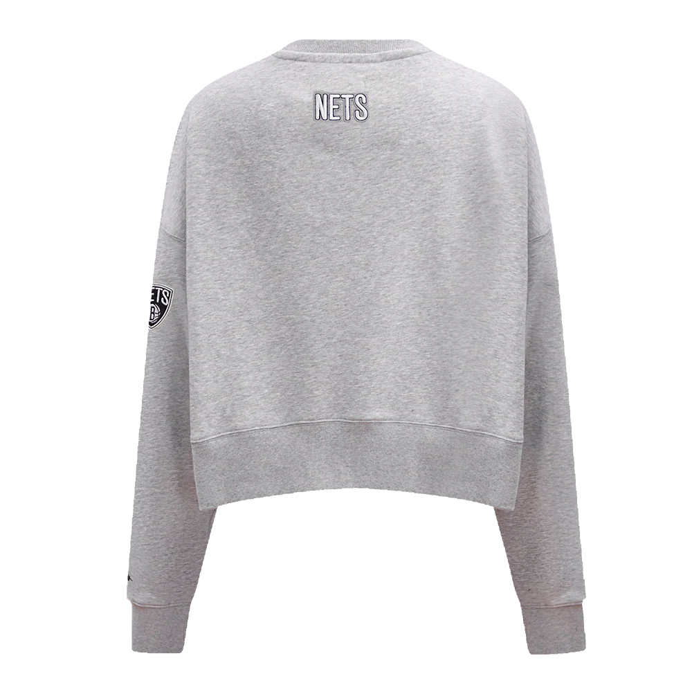 NBA BROOKLYN NETS CLASSIC WOMEN'S CREWNECK (HEATHER GREY) - Image 6