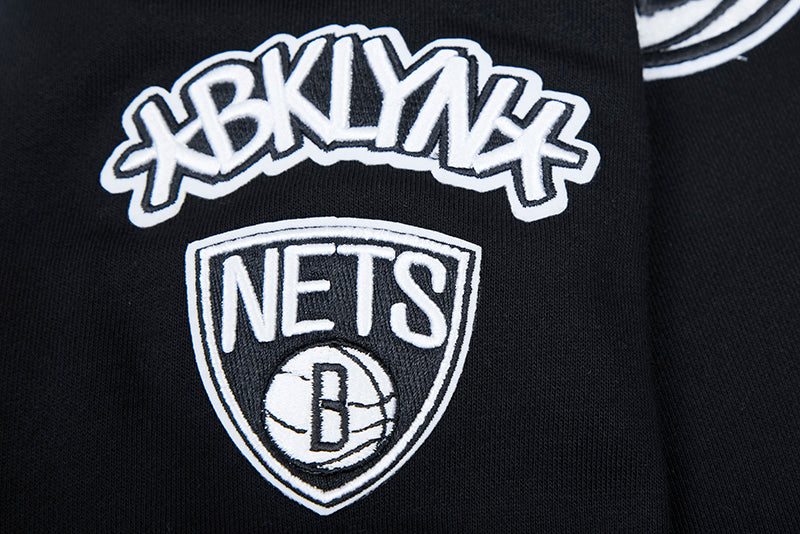 NBA BROOKLYN NETS CLASSIC WOMEN'S CROPPED PULLOVER HOODIE (BLACK) - Image 6
