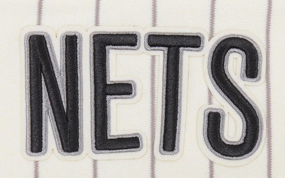 NBA BROOKLYN NETS PINSTRIPE RETRO CLASSIC WOMEN'S FLC SHORT (EGGSHELL/ GREY) - Image 6
