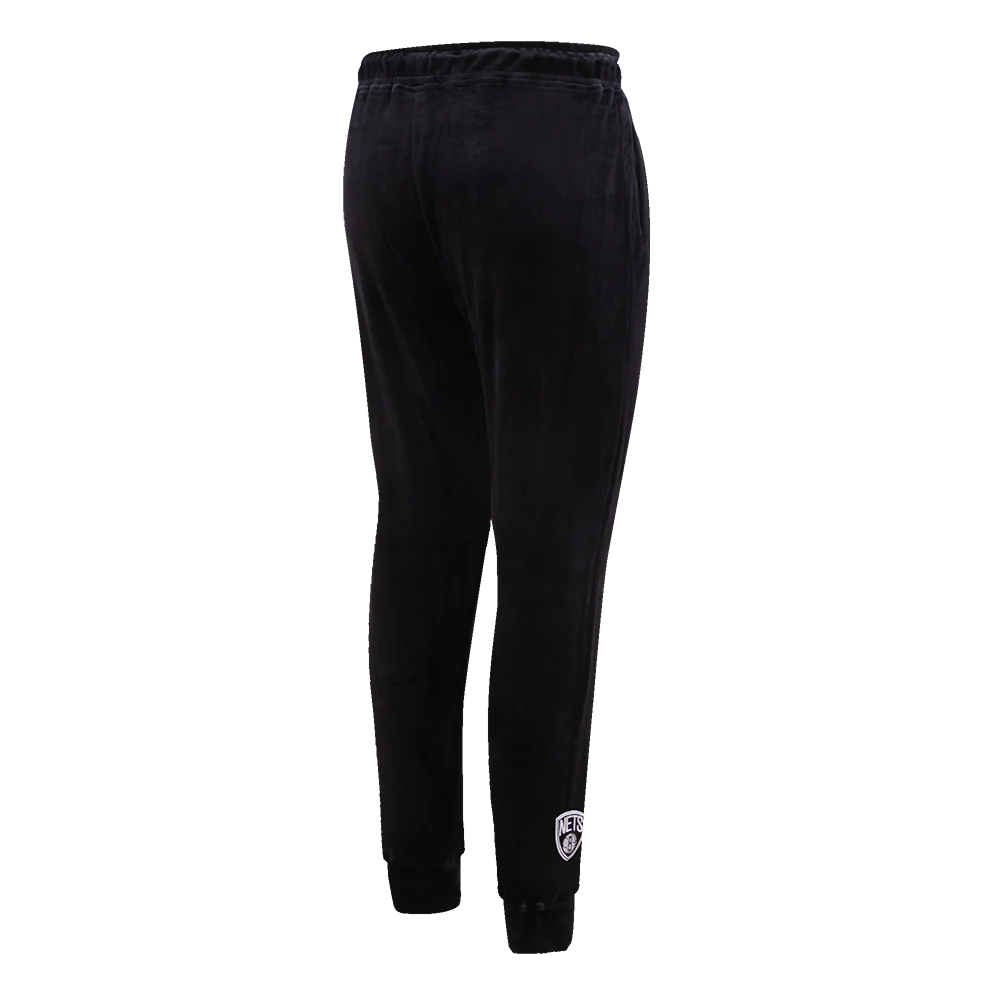 NBA BROOKLYN NETS CLASSIC WOMEN'S VELOUR JOGGER (BLACK) - Image 3