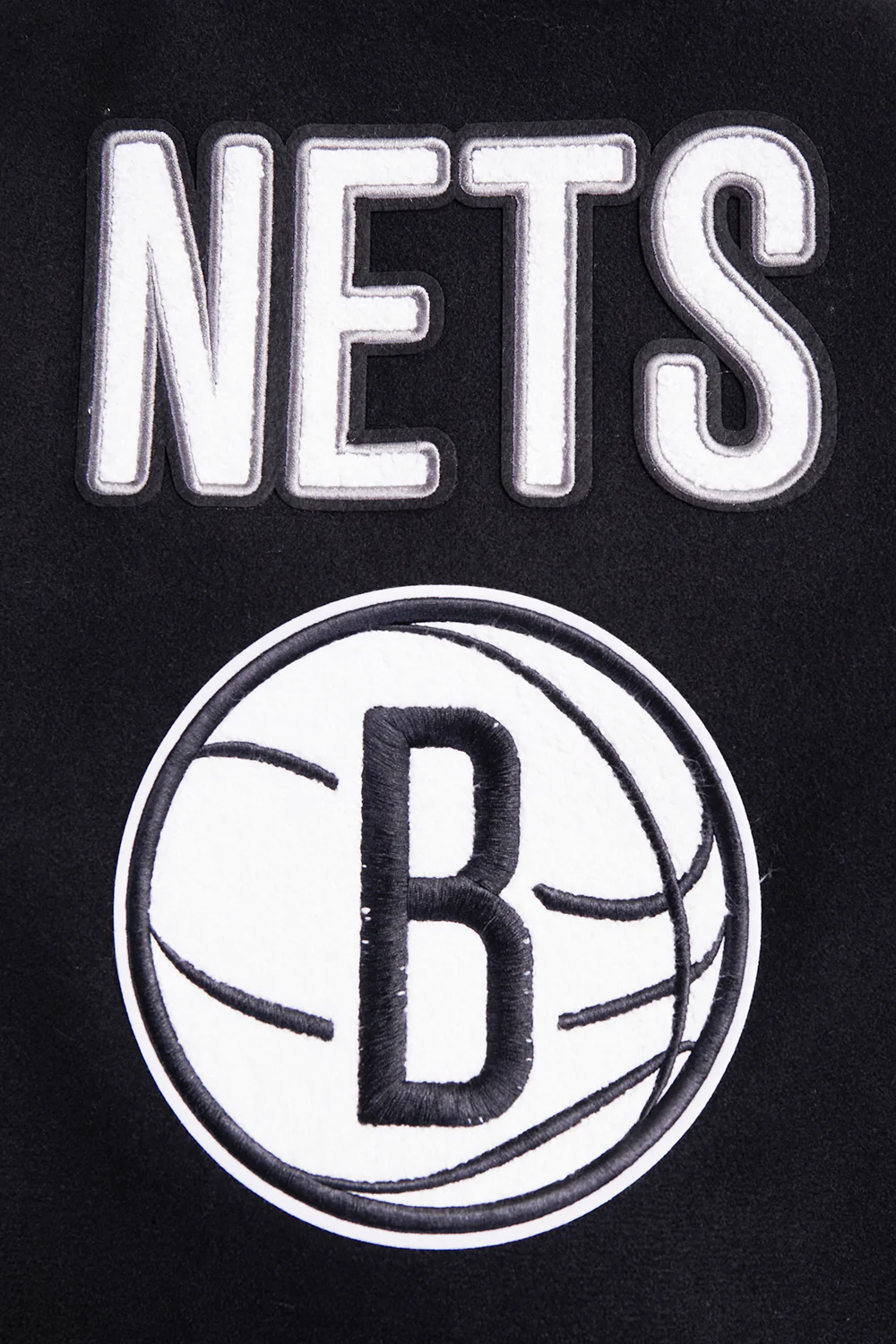 NBA BROOKLYN NETS RETRO CLASSIC WOMEN'S RIB WOOL VARSITY JACKET (BLACK) - Image 5