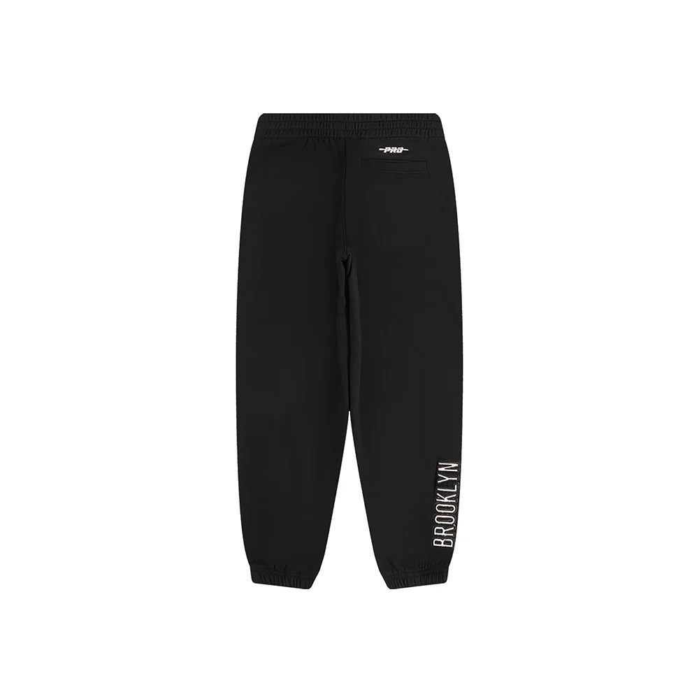 NBA BROOKLYN NETS CLASSIC LITTLE BOYS FLEECE SWEATPANT (BLACK) - Image 4
