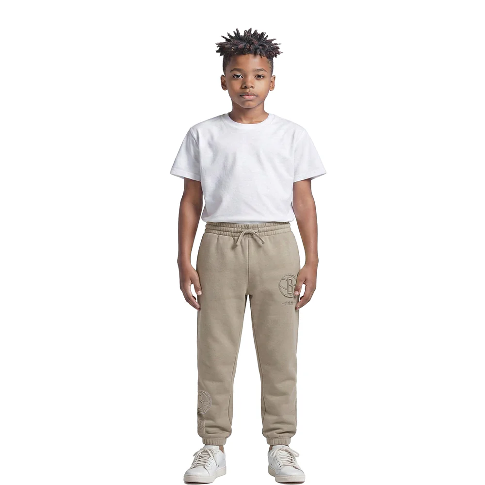 NBA BROOKLYN NETS NEUTRAL LITTLE BOYS FLC SWEATPANT (TAUPE) - Image 3