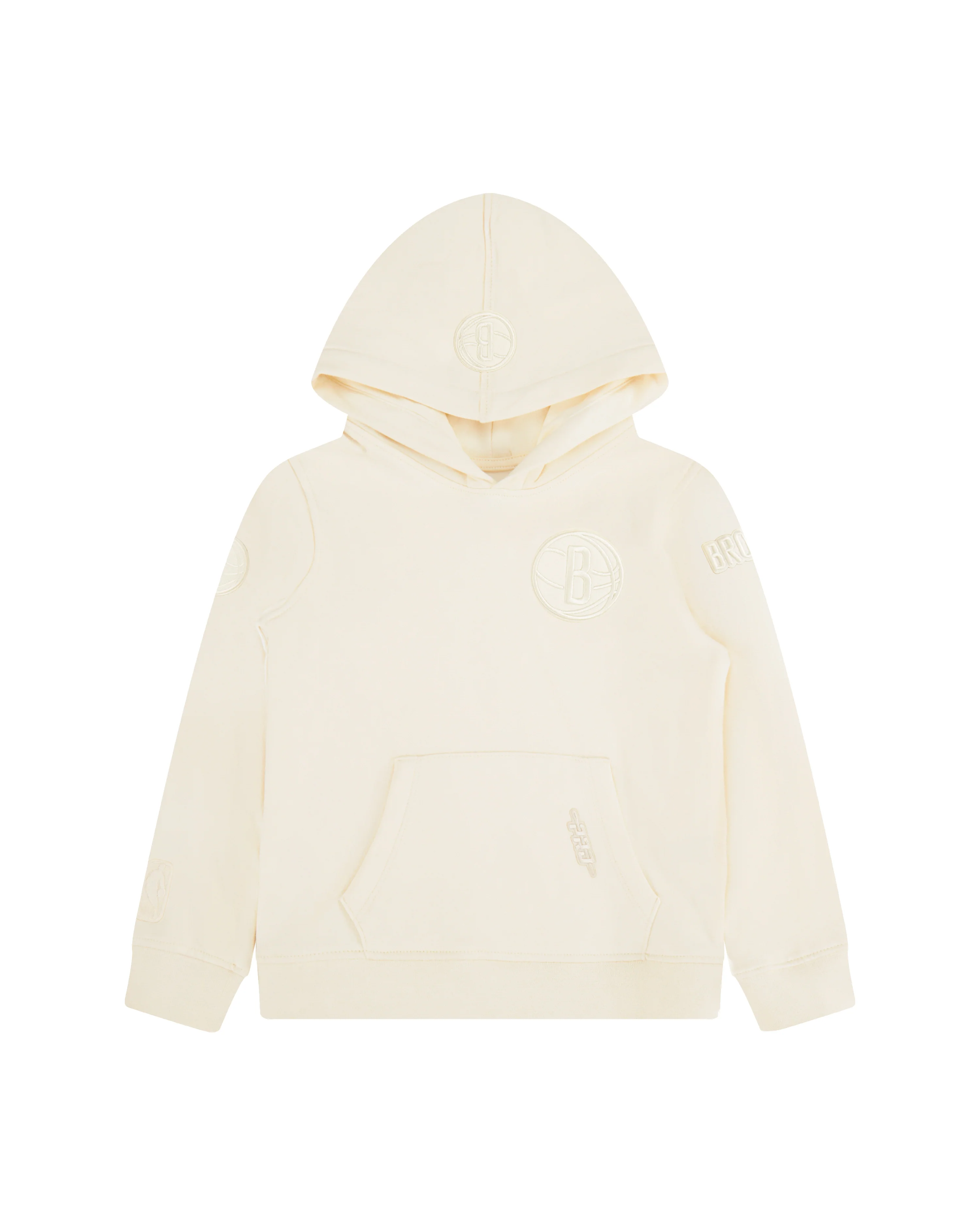 NBA BROOKLYN NETS NEUTRAL LITTLE BOYS FLEECE PULLOVER HOODIE (EGGSHELL) - Image 3