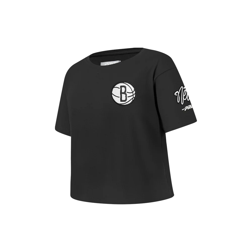 NBA BROOKLYN NETS CLASSIC LITTLE GIRLS SHORT SLEEVE BOXY TEE (BLACK) - Image 2