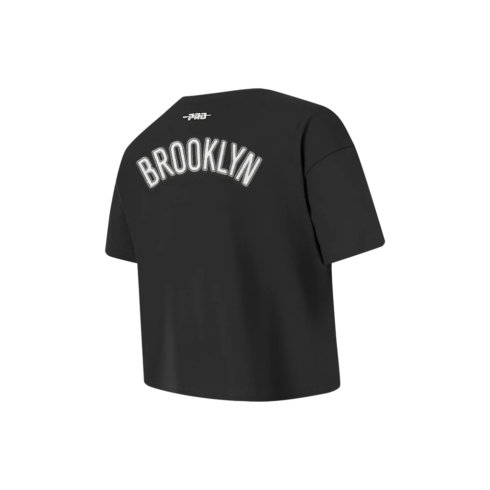 NBA BROOKLYN NETS CLASSIC LITTLE GIRLS SHORT SLEEVE BOXY TEE (BLACK) - Image 4