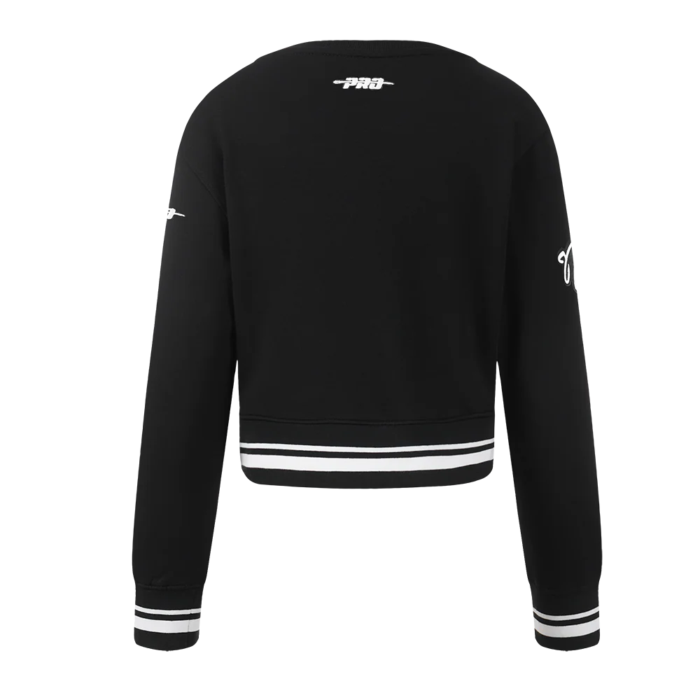 NBA BROOKLYN NETS RETRO CLASSIC LITTLE GIRLS RIB FLEECE CREWNECK (BLACK) - Image 3