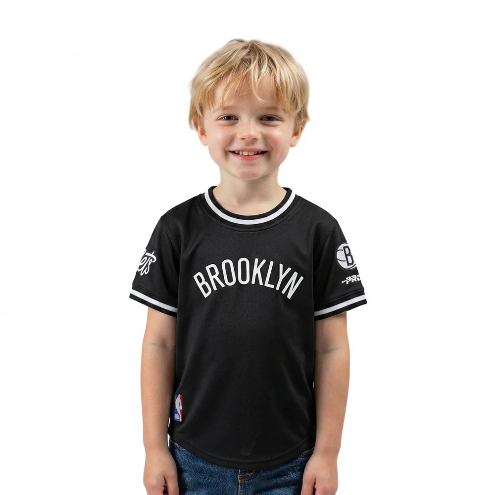 NBA BROOKLYN NETS CLASSIC TODDLER BOYS SHORT SLEEVE STRIPED RIB TEE (BLACK/GRAY)