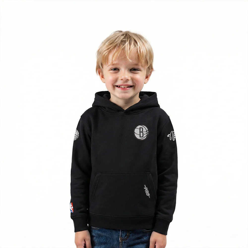 NBA BROOKLYN NETS CLASSIC TODDLER BOYS FLEECE PULLOVER HOODIE (BLACK)