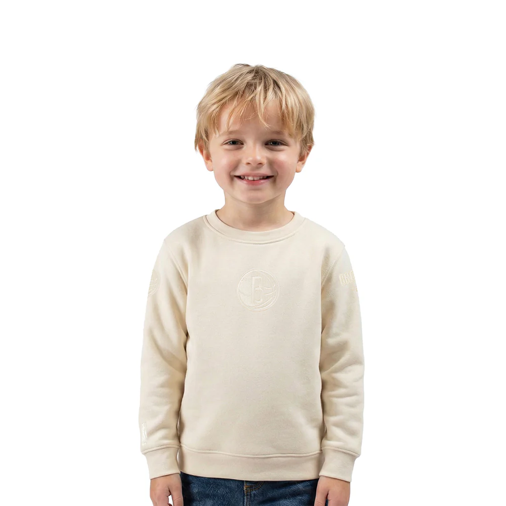 NBA BROOKLYN NETS NEUTRAL TODDLER BOYS FLEECE CREWNECK (EGGSHELL)