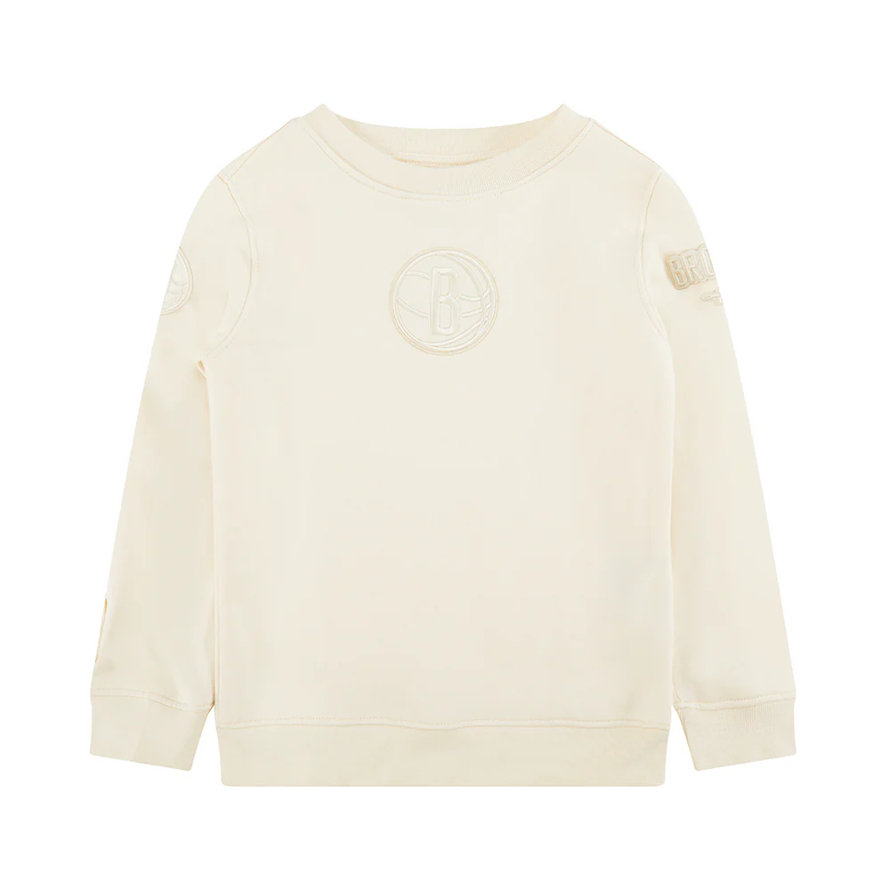 NBA BROOKLYN NETS NEUTRAL TODDLER BOYS FLEECE CREWNECK (EGGSHELL) - Image 3