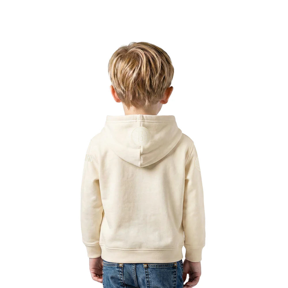 NBA BROOKLYN NETS NEUTRAL TODDLER BOYS FLEECE PULLOVER HOODIE (EGGSHELL) - Image 2