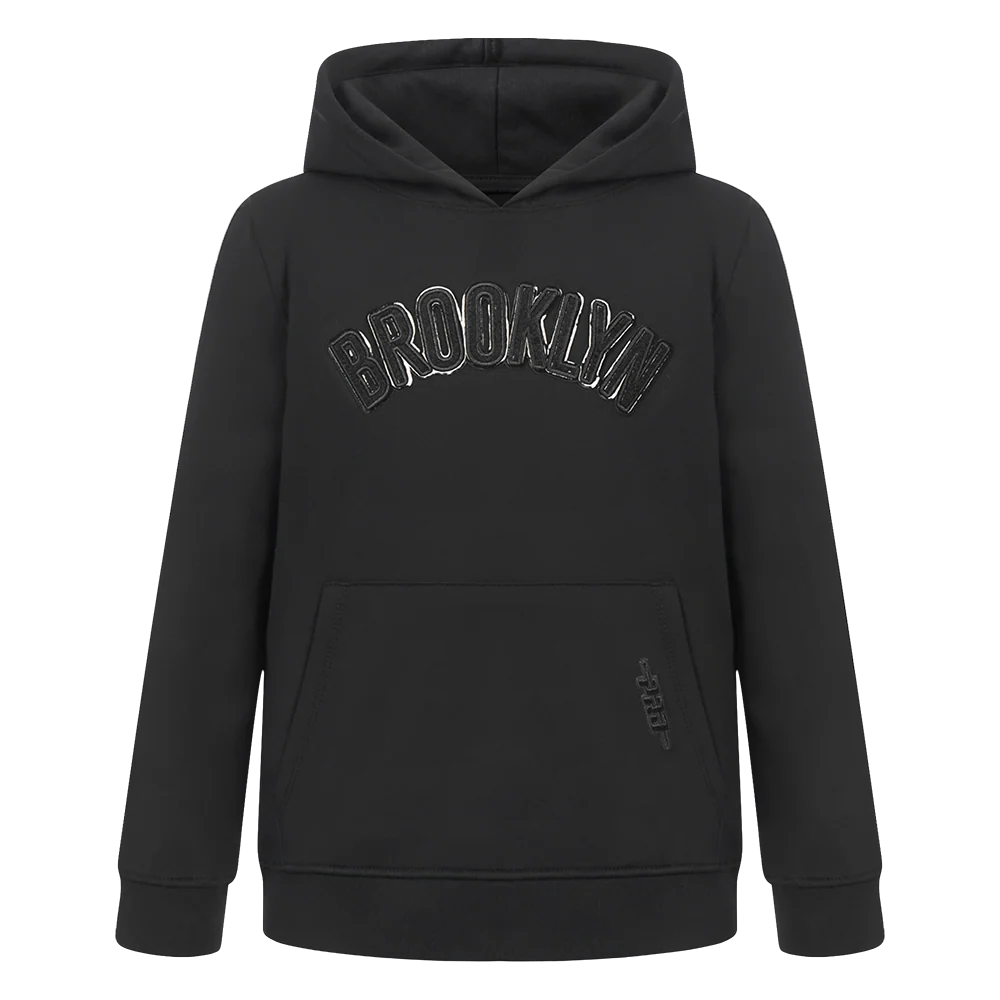 NBA BROOKLYN NETS TRIPLE BLACK TODDLER BOYS FLEECE PULLOVER HOODIE (BLACK)