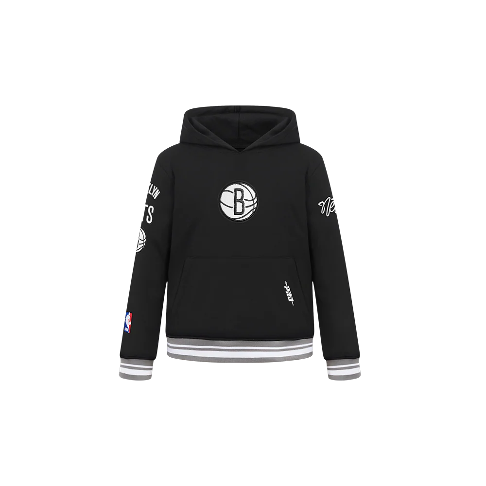 NBA BROOKLYN NETS RETRO CLASSIC TODDLER BOYS RIB FLEECE PULLOVER HOODIE (BLACK/GRAY)