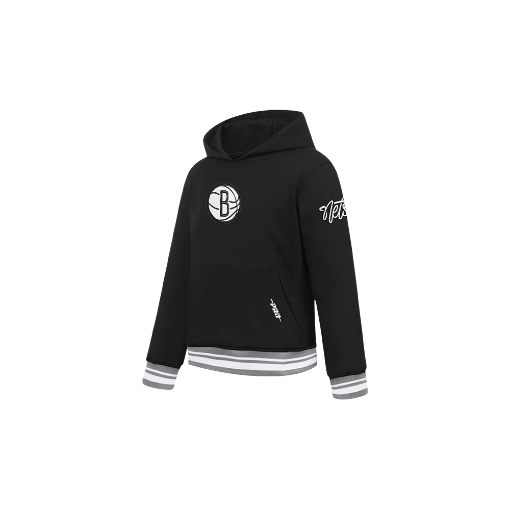 NBA BROOKLYN NETS RETRO CLASSIC TODDLER BOYS RIB FLEECE PULLOVER HOODIE (BLACK/GRAY) - Image 2