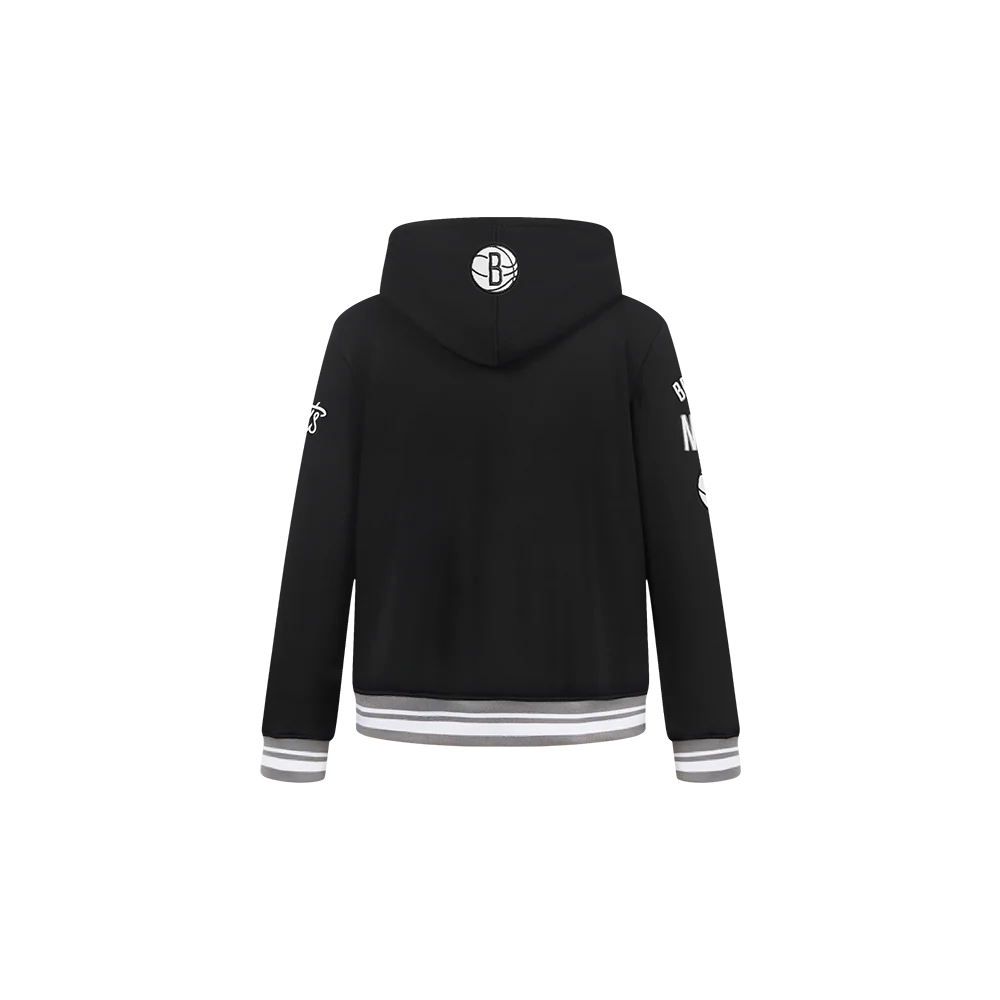 NBA BROOKLYN NETS RETRO CLASSIC TODDLER BOYS RIB FLEECE PULLOVER HOODIE (BLACK/GRAY) - Image 3
