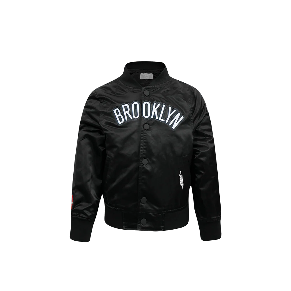 NBA BROOKLYN NETS CLASSIC TODDLER BOYS SATIN JACKET (BLACK)