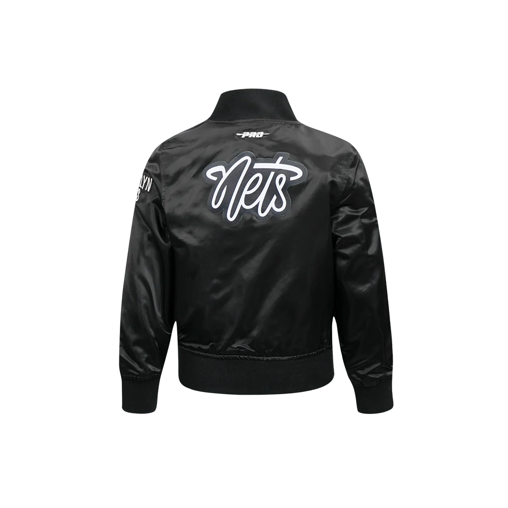 NBA BROOKLYN NETS CLASSIC TODDLER BOYS SATIN JACKET (BLACK) - Image 3