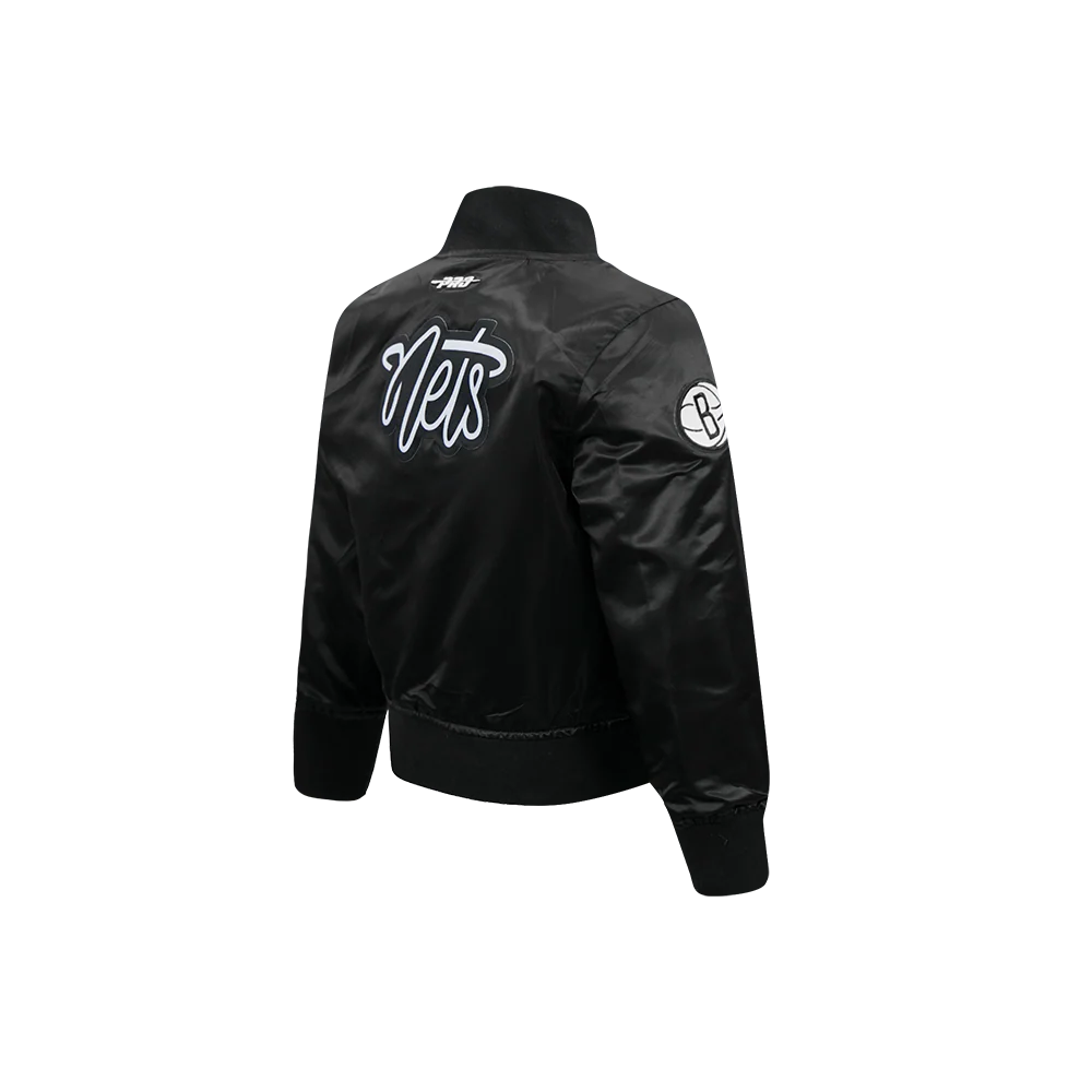 NBA BROOKLYN NETS CLASSIC TODDLER BOYS SATIN JACKET (BLACK) - Image 4