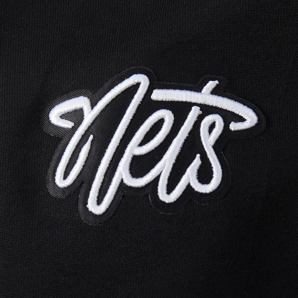NBA BROOKLYN NETS RETRO CLASSIC TODDLER GIRLS RIB FLEECE CREWNECK (BLACK) - Image 5