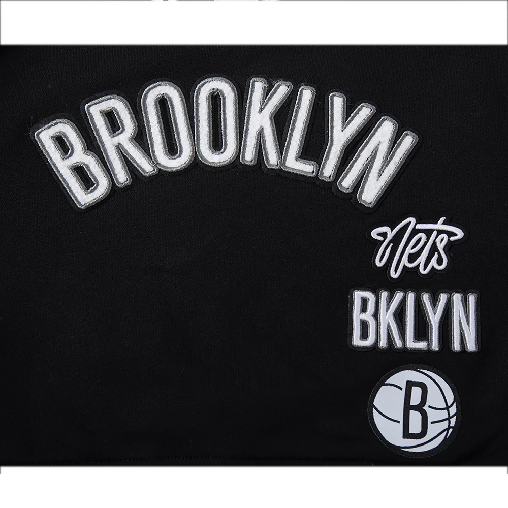 NBA BROOKLYN NETS RETRO CLASSIC TODDLER GIRLS RIB FLEECE CREWNECK (BLACK) - Image 6