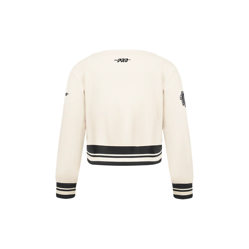 NBA BROOKLYN NETS RETRO CLASSIC TODDLER GIRLS RIB FLEECE CREWNECK (EGGSHELL/ BLACK) - Image 3