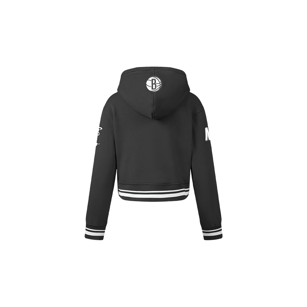 NBA BROOKLYN NETS RETRO CLASSIC TODDLER GIRLS  RIB FLEECE PULLOVER HOODIE (BLACK) - Image 3