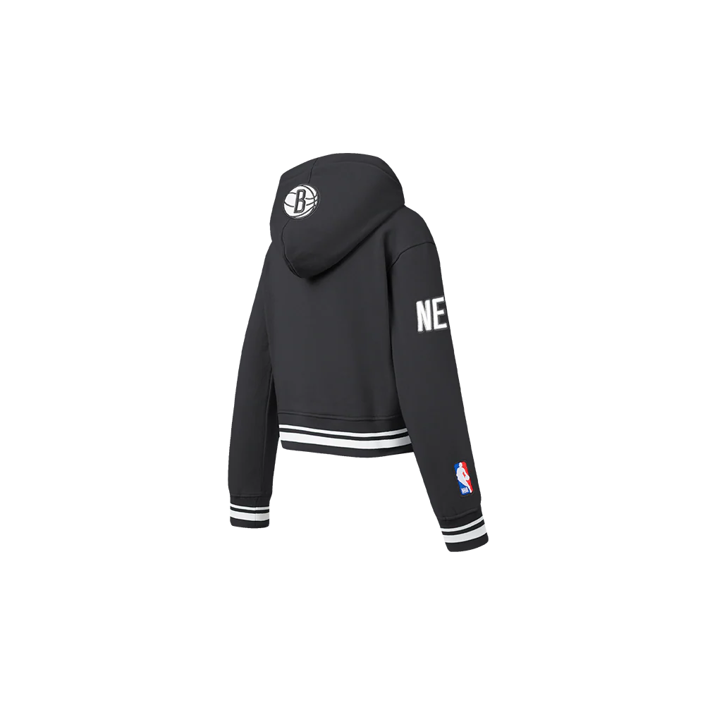 NBA BROOKLYN NETS RETRO CLASSIC TODDLER GIRLS  RIB FLEECE PULLOVER HOODIE (BLACK) - Image 4