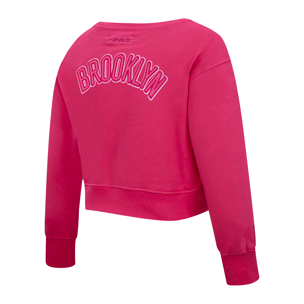 NBA BROOKLYN NETS TRIPLE PINK TODDLER GIRLS FLEECE CREWNECK (BEETROOT PURPLE) - Image 4