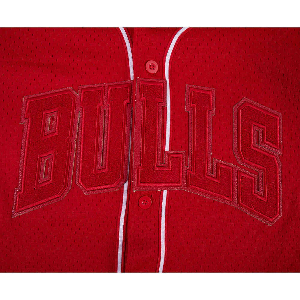 NBA CHICAGO BULLS TRIPLE TONAL MESH BUTTON DOWN SHIRT (RED) - Image 7