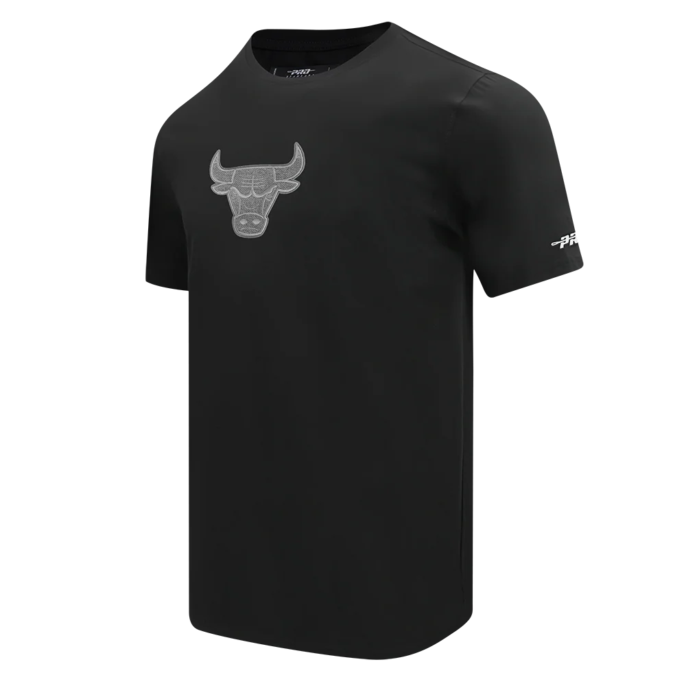 NBA CHICAGO BULLS REVERSE FRENCH TERRY MEN'S COTTON JERSEY DROP SHOULDER TEE (BLACK) - Image 2