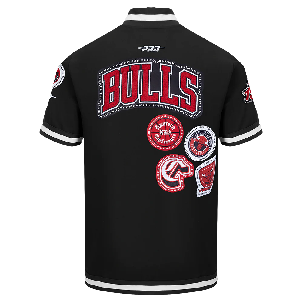 NBA CHICAGO BULLS DIY PICK STITCH MEN'S DOUBLE KNIT SHORT SLEEVE JACKET (BLACK) - Image 3