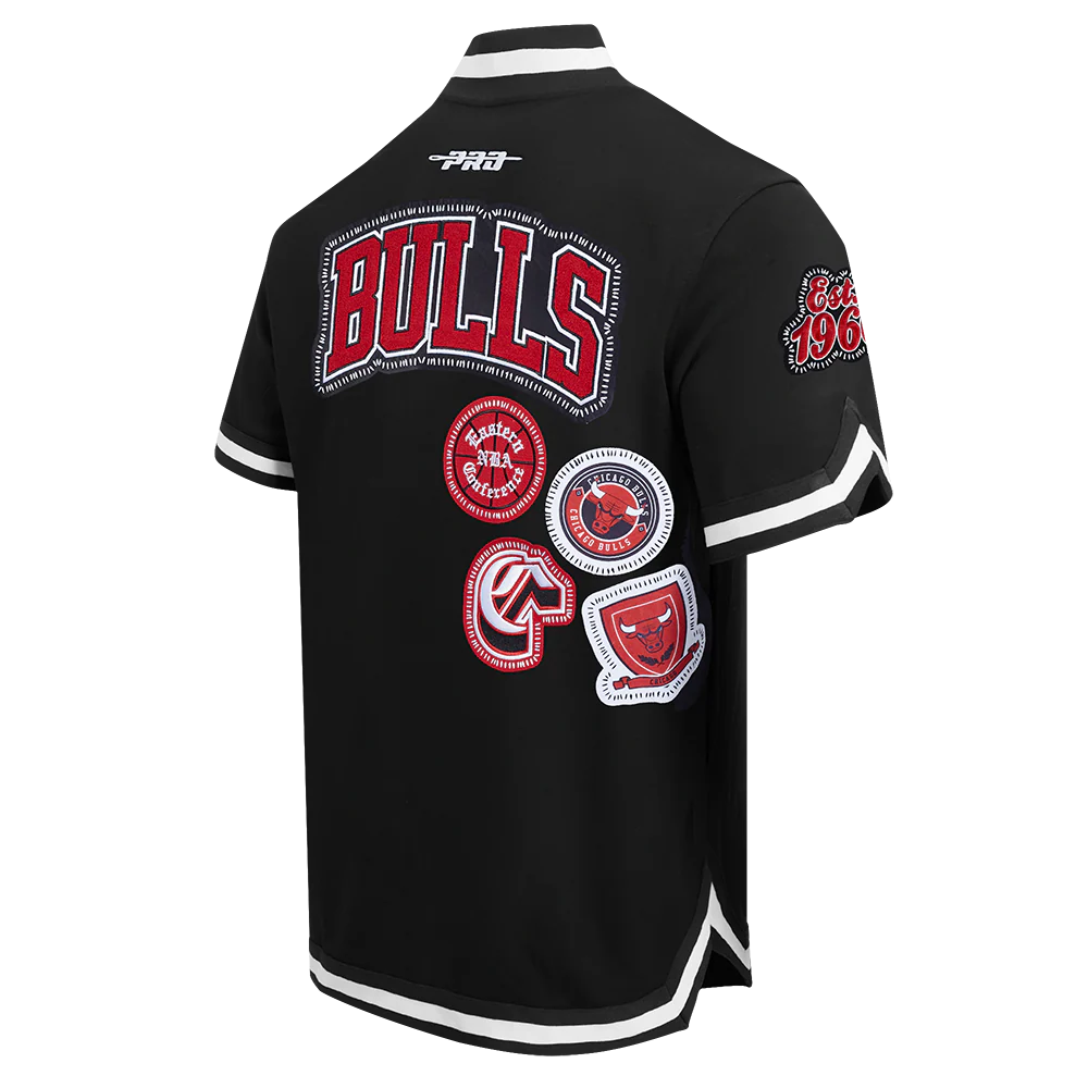 NBA CHICAGO BULLS DIY PICK STITCH MEN'S DOUBLE KNIT SHORT SLEEVE JACKET (BLACK) - Image 4