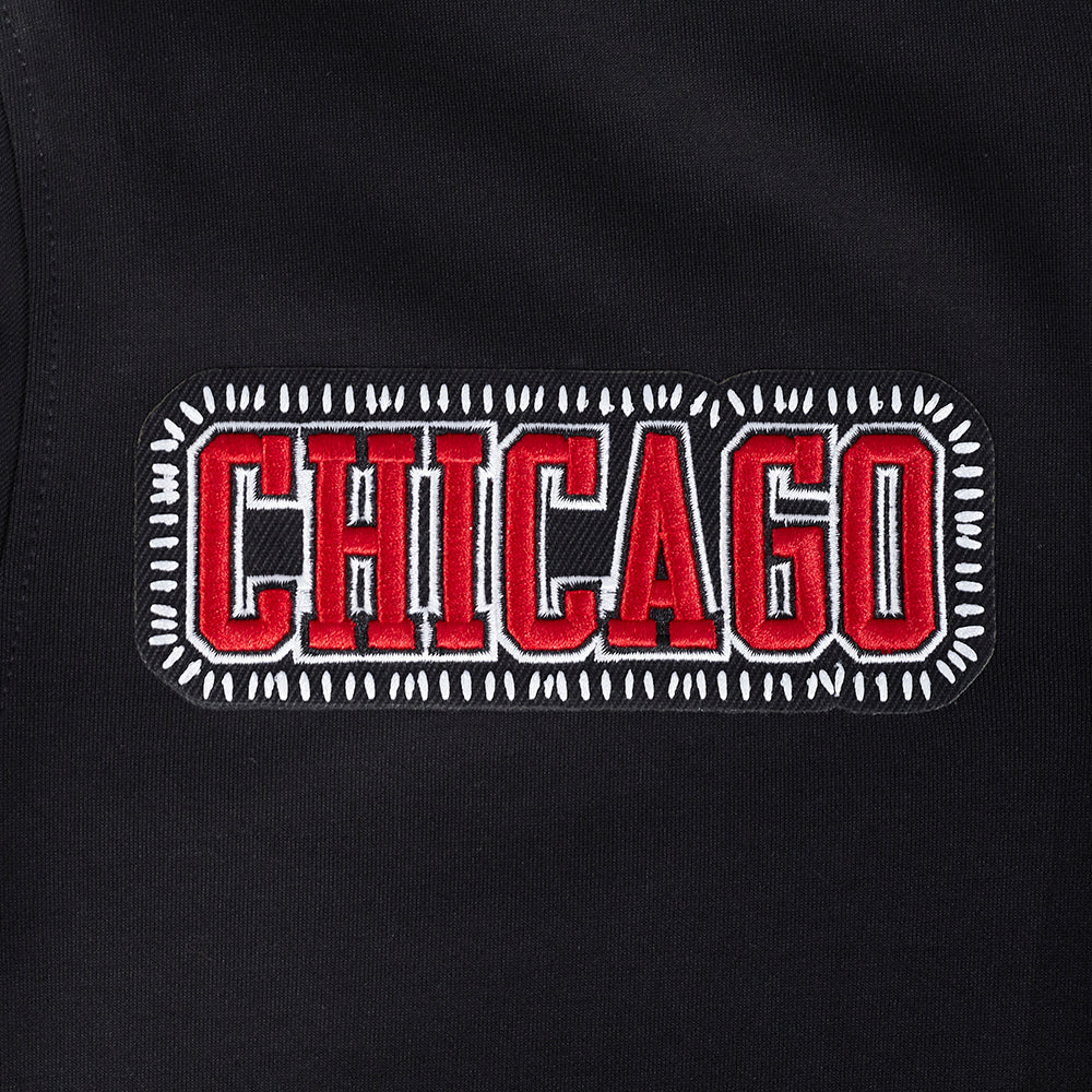 NBA CHICAGO BULLS DIY PICK STITCH MEN'S DOUBLE KNIT SHORT SLEEVE JACKET (BLACK) - Image 5