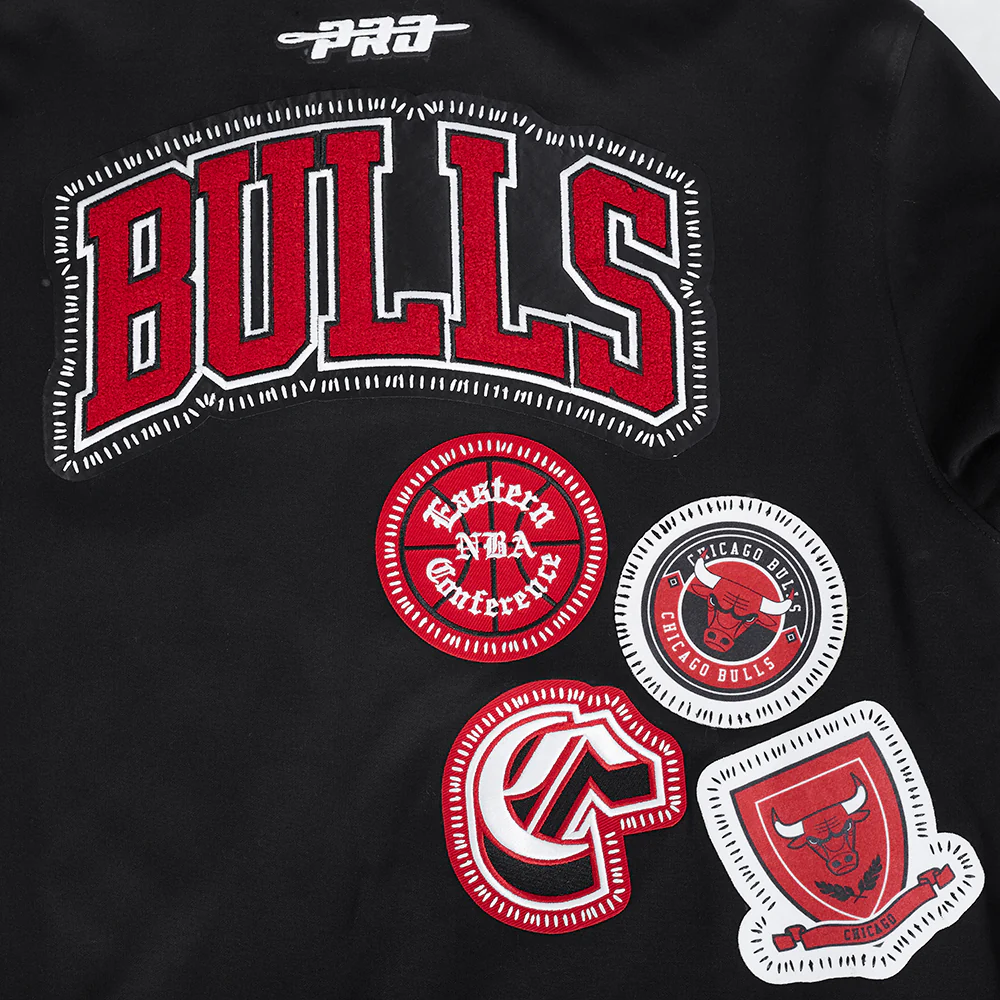 NBA CHICAGO BULLS DIY PICK STITCH MEN'S DOUBLE KNIT SHORT SLEEVE JACKET (BLACK) - Image 9