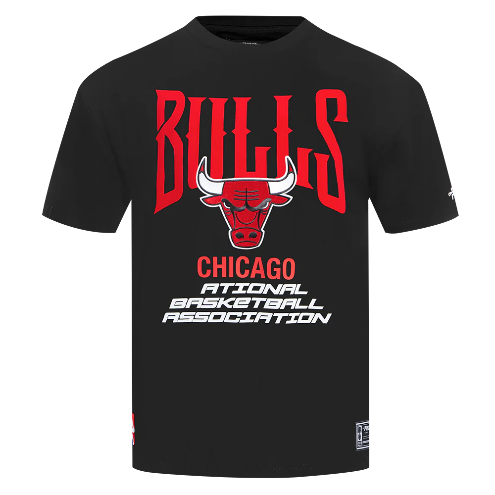 NBA CHICAGO BULLS CITY TOUR 2.0 MEN'S COTTON JERSEY DROP SHOULDER TEE (BLACK)