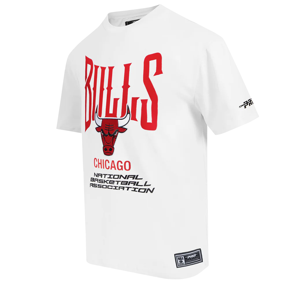 NBA CHICAGO BULLS CITY TOUR 2.0 MEN'S COTTON JERSEY DROP SHOULDER TEE (WHITE) - Image 2