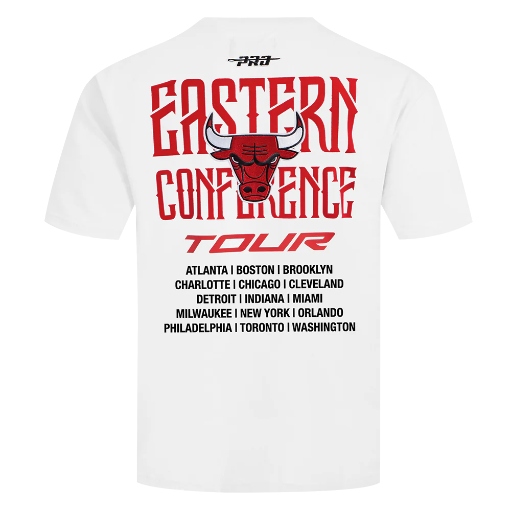 NBA CHICAGO BULLS CITY TOUR 2.0 MEN'S COTTON JERSEY DROP SHOULDER TEE (WHITE) - Image 7