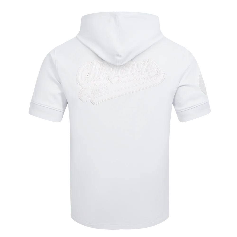 NBA CHICAGO BULLS WHITE OUT MEN'S SHORT SLEEVE PULLOVER HOODIE (WHITE) - Image 3