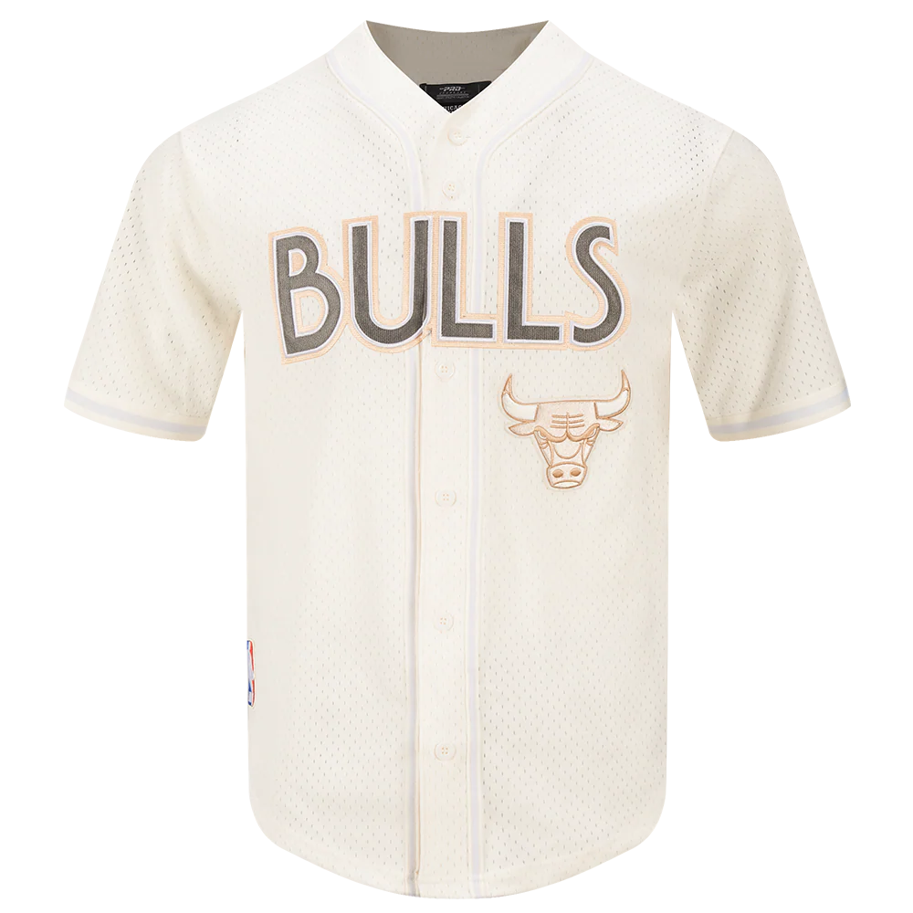 NBA CHICAGO BULLS CITY EDITION 24-25 MEN'S MESH BUTTON DOWN SHIRT (EGGSHELL)