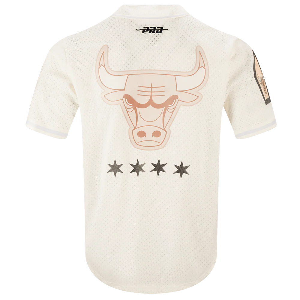 NBA CHICAGO BULLS CITY EDITION 24-25 MEN'S MESH BUTTON DOWN SHIRT (EGGSHELL) - Image 3