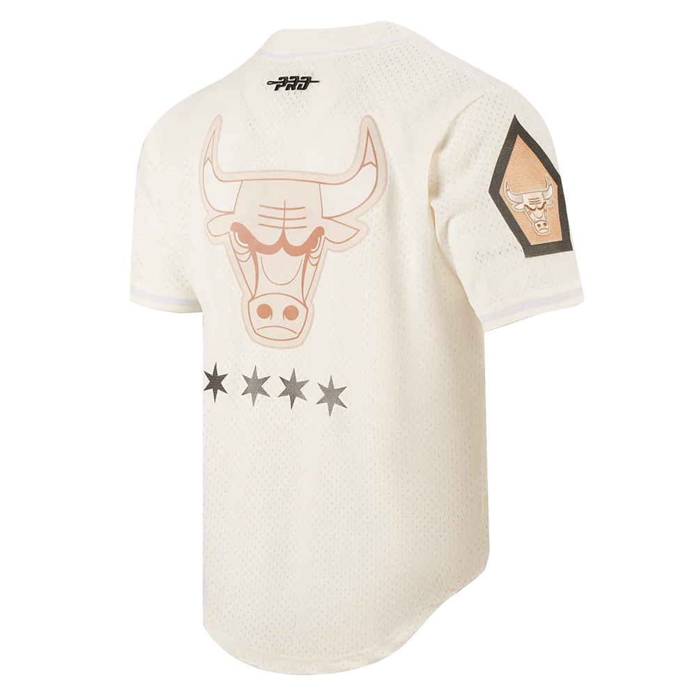 NBA CHICAGO BULLS CITY EDITION 24-25 MEN'S MESH BUTTON DOWN SHIRT (EGGSHELL) - Image 4