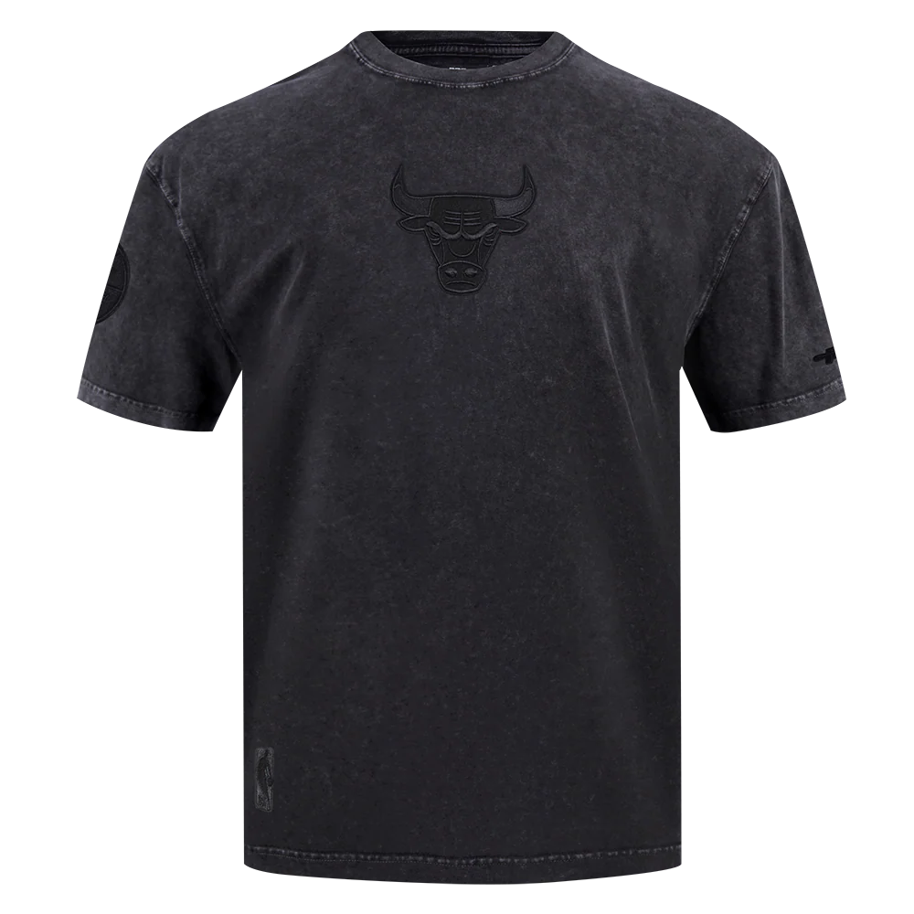 NBA CHICAGO BULLS WASHED CLASSIC MEN'S ENZYME WASH CJ DROP SHOULDER TEE (WASHED BLACK)