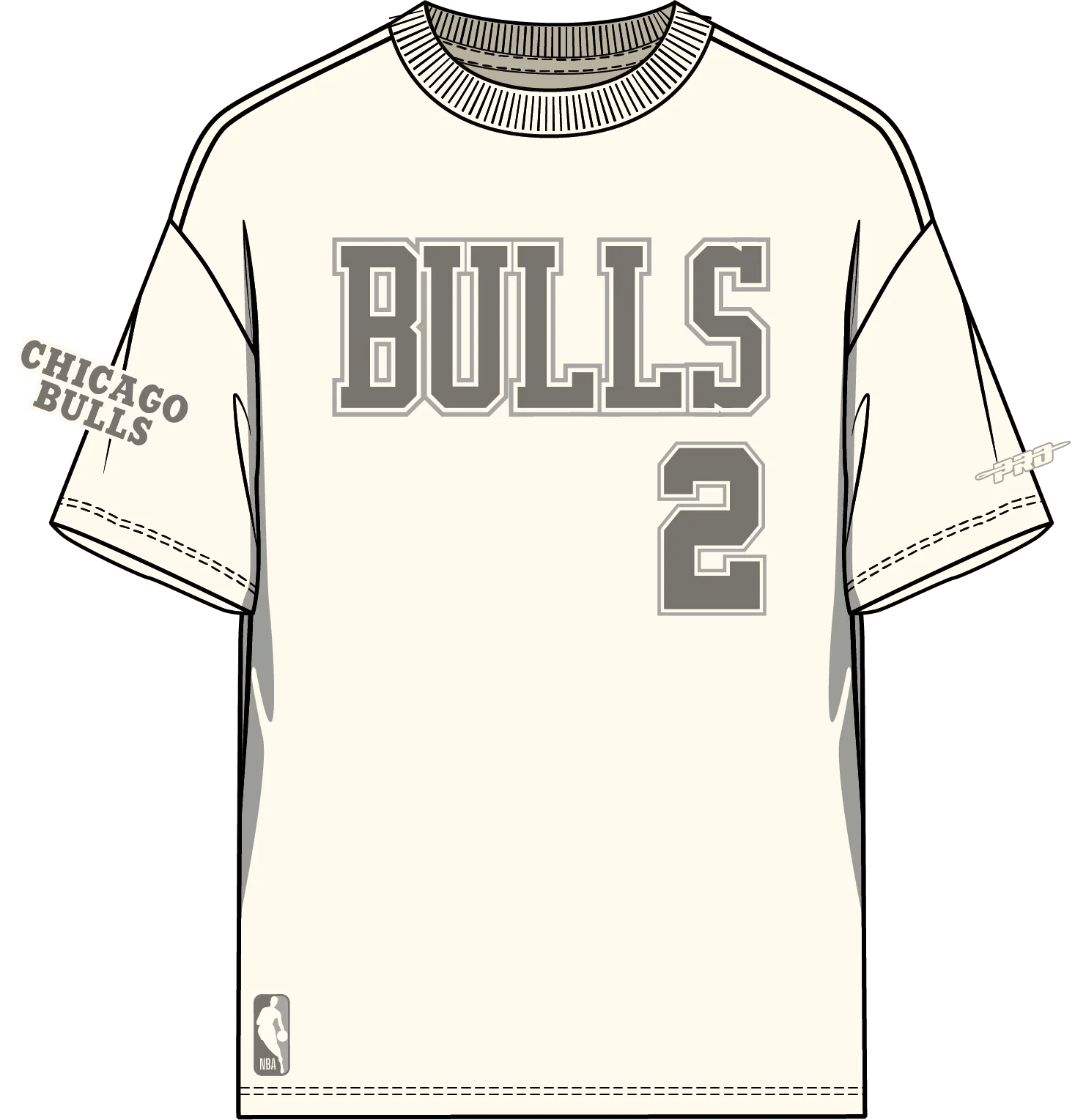 NBA CHICAGO BULLS LONZO BALL #2 NEUTRAL PNN MEN'S CJ DROP SHOULDER TEE (EGGSHELL) - Image 5