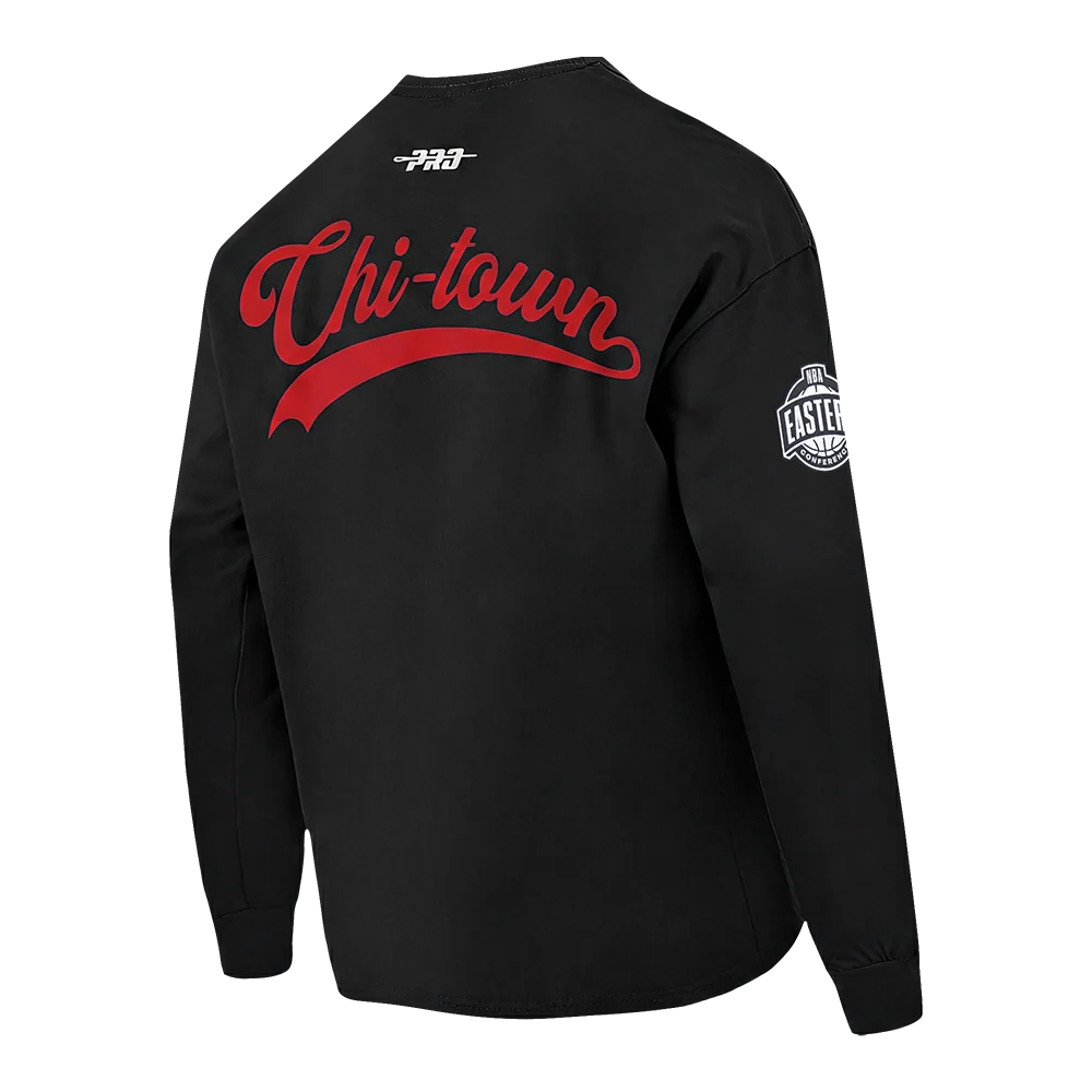 NBA CHICAGO BULLS LIVING LARGE MEN'S DROP SHOULDER LS TEE (BLACK) - Image 4