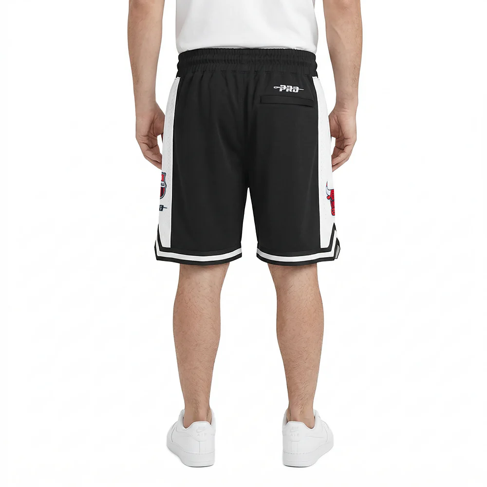 NBA CHICAGO BULLS LETTERMAN MEN'S ATHLETIC SHORT (BLACK) - Image 2