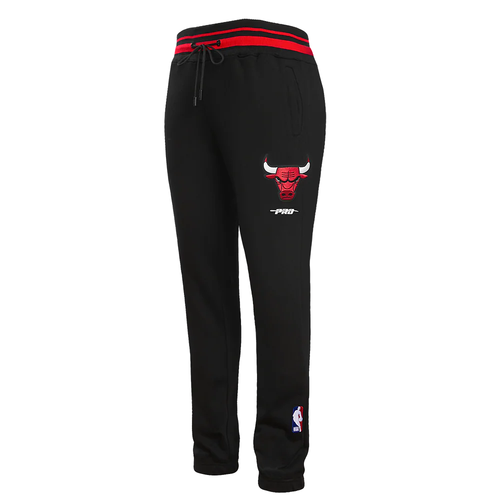 NBA CHICAGO BULLS SCRIPT TAIL MEN'S RIB FLEECE SWEATPANT (BLACK/RED/BLACK)
