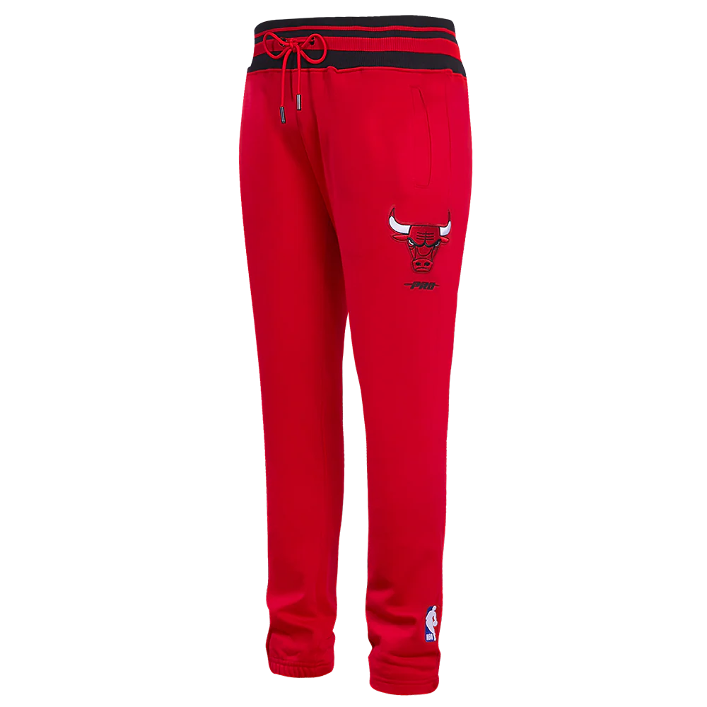 NBA CHICAGO BULLS SCRIPT TAIL MEN'S RIB FLEECE SWEATPANT (RED/BLACK)